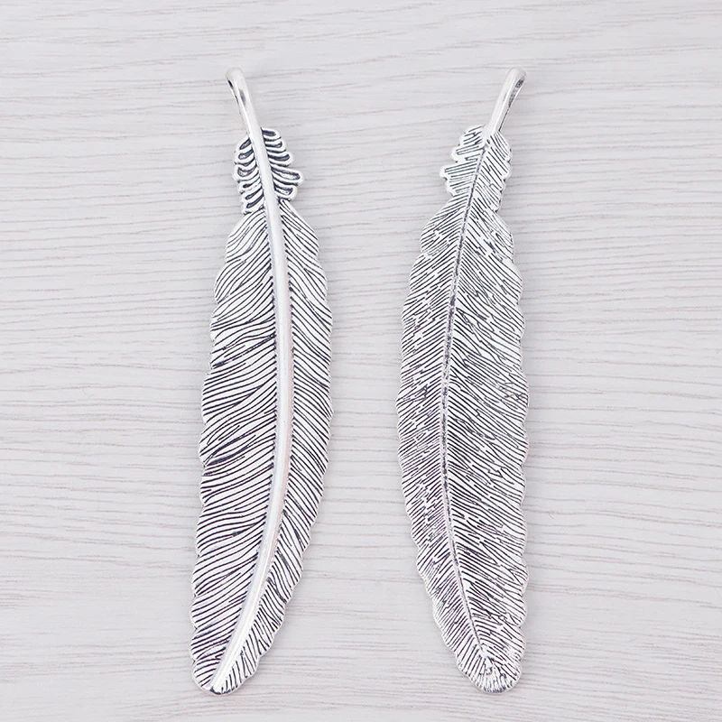 5 х тибетские серебряные большие подвески в виде листьев перьев для ожерелья