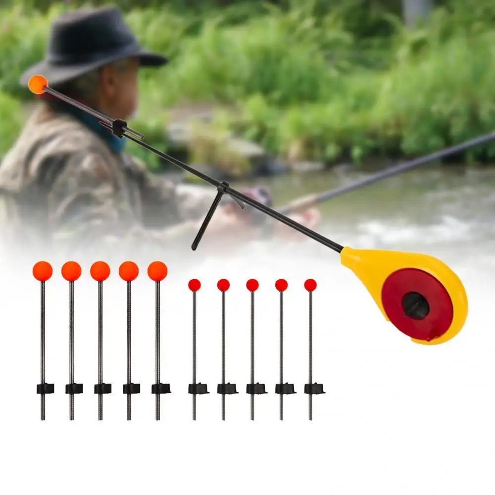 

55% Discounts Hot!Yellow Winter Ice Fishing Rod Equipment with 5Pcs Large/Small Red Ball Spring