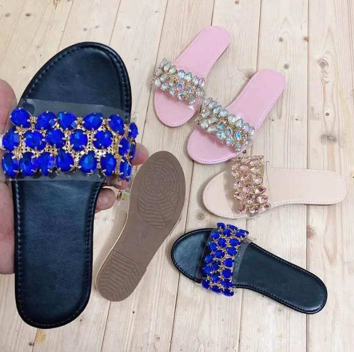 

Ladies Rhinestone Slippers 2021 Summer Latest Women's Sandals Fashion Trend Ladies Casual Slippers Casual Flat Flip Flops