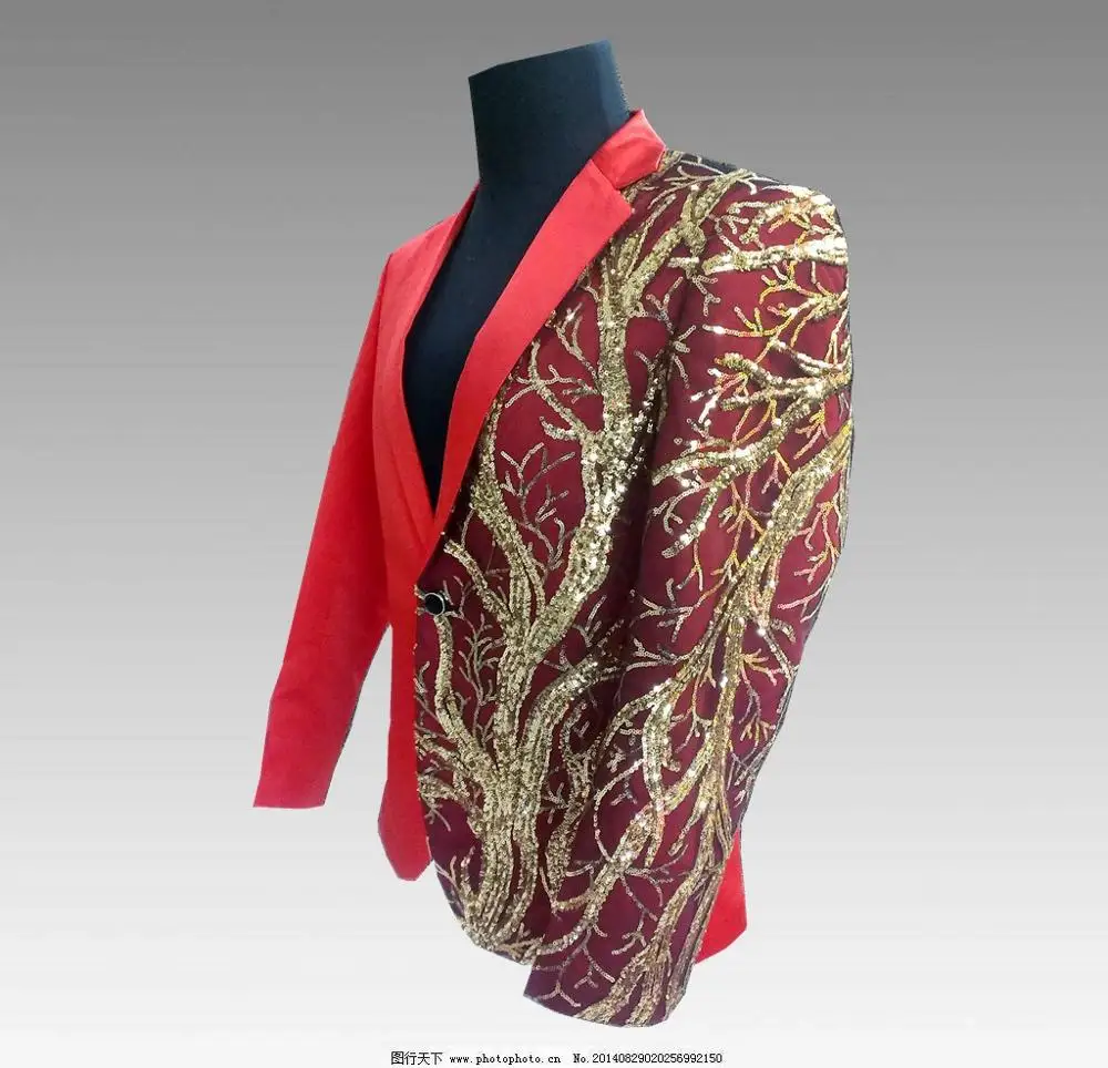 

Unique Design Male Asymmetrical Golden Sequin Pattern Blazer Jacket Men Nightclub Dj Dance Costumes Man Black Banquet Suit Coats