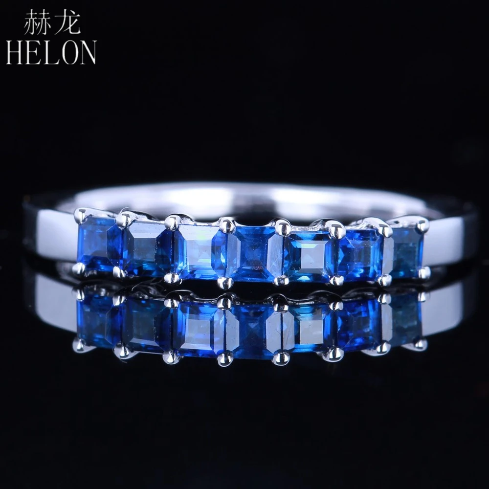 HELON Твердые 10 к белого золота 0.7CT шт цейлонского зернового принцесса вырезанное