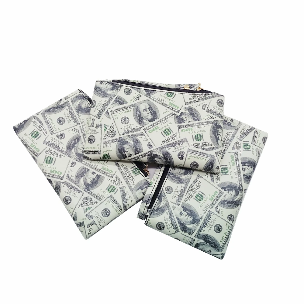 

2019 New Fashion Dollar Pattern Men Women Wallets PVC Leather Bag Zipper Small Clutch Coin Purse Phone Wristlet Portable Handbag