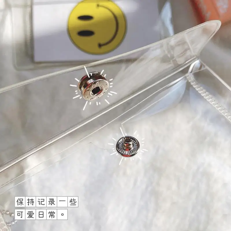 

UOSC Simple Hanging Chain Storage Bag Transparent PVC Button Storage Bag Mini Portable Card Holder Coin Purse Wallet Billetera