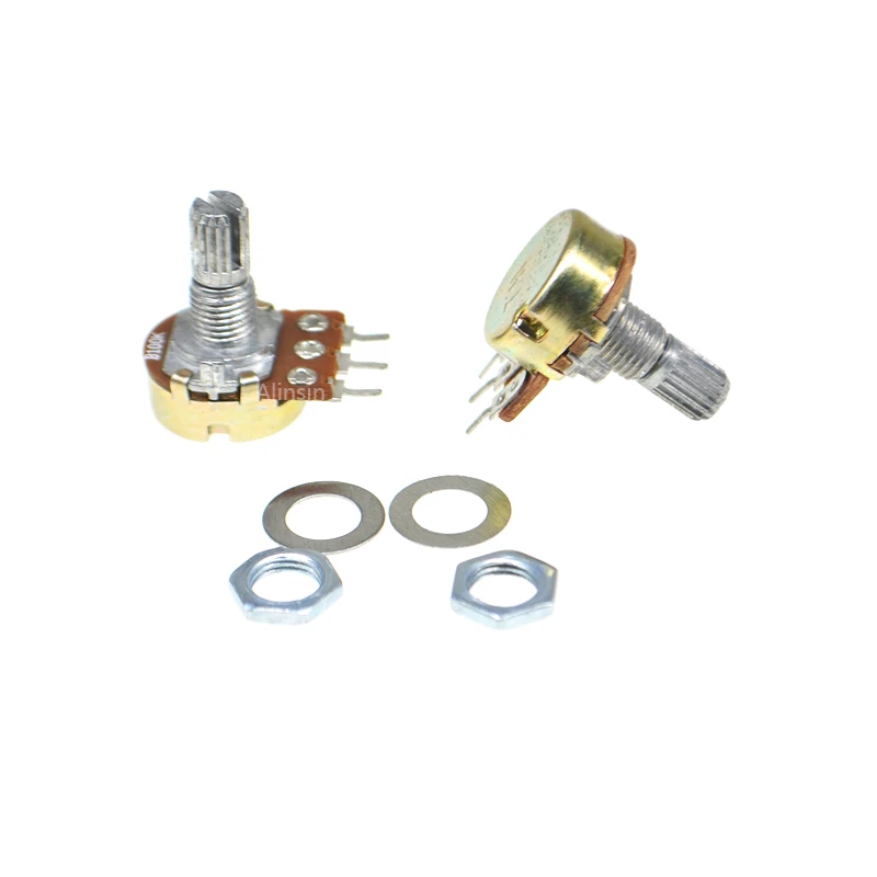 5pcs WH148 B1K B2K B5K B10K B20K B50K B100K B500K 3Pin 15mm Shaft Amplifier Dual Stereo Potentiometer 1K 2K 5K 10K 50K 100K 500K - купить по