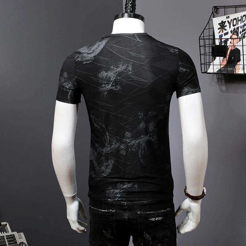 

Top Men T-shirt Ice Jacquard Short Sleeve T-shirt for Men Oversized T-shirt Top Quality Dark Sleeve Style Sleeve Length(cm)