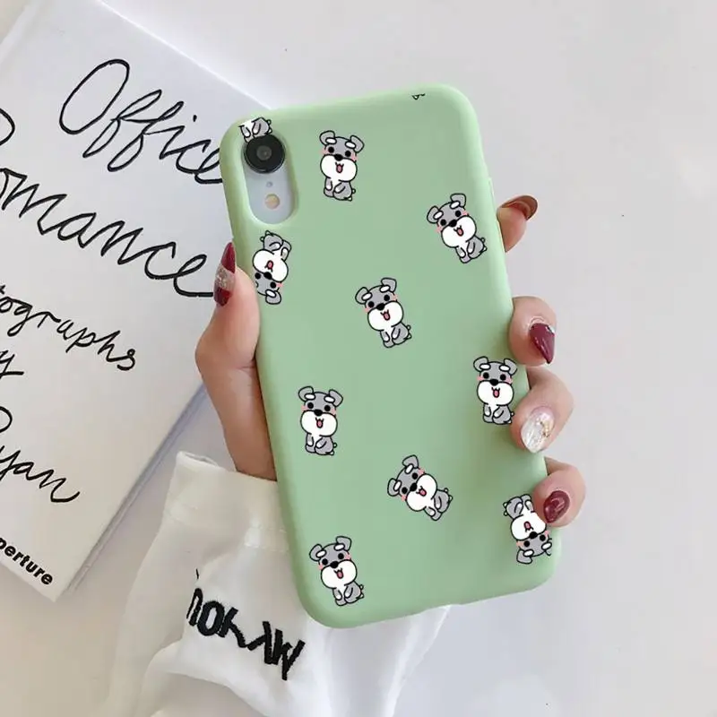 

Cute Schnauzer Dog Phone Cases For IPhone 12 Pro Max 6 6s 7 8 Plus XS XR 12mini Se 2020 Iphone 11 Pro Max Candy Case