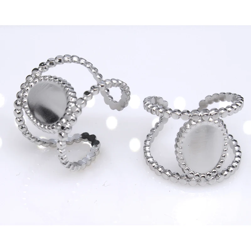 Simple fashion European and American style fresh hollow titanium steel ring female opening adjustable stainless headd | Украшения и