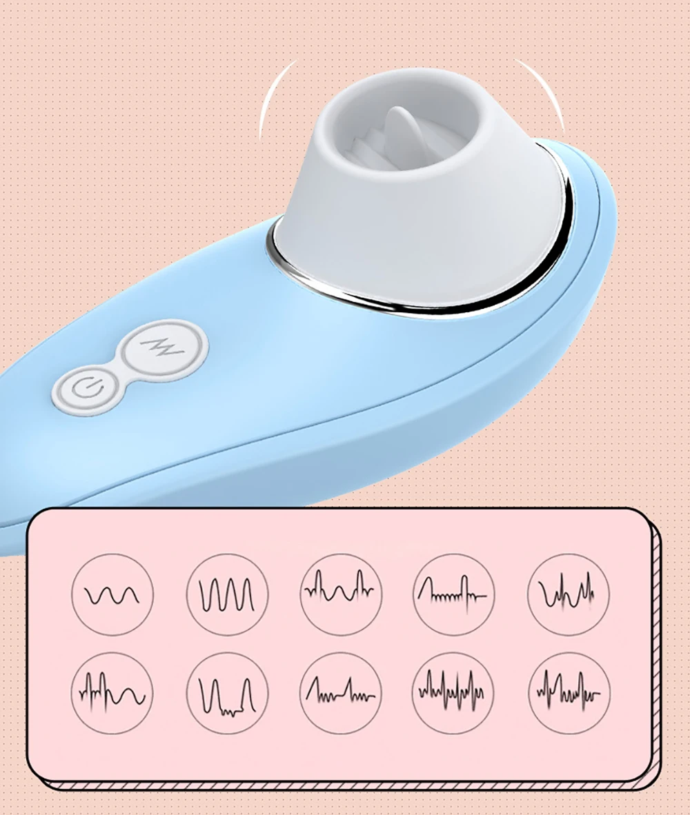Вибратор для клитора 10 скоростей USB-зарядка на присосках вибрирующий язык Минет