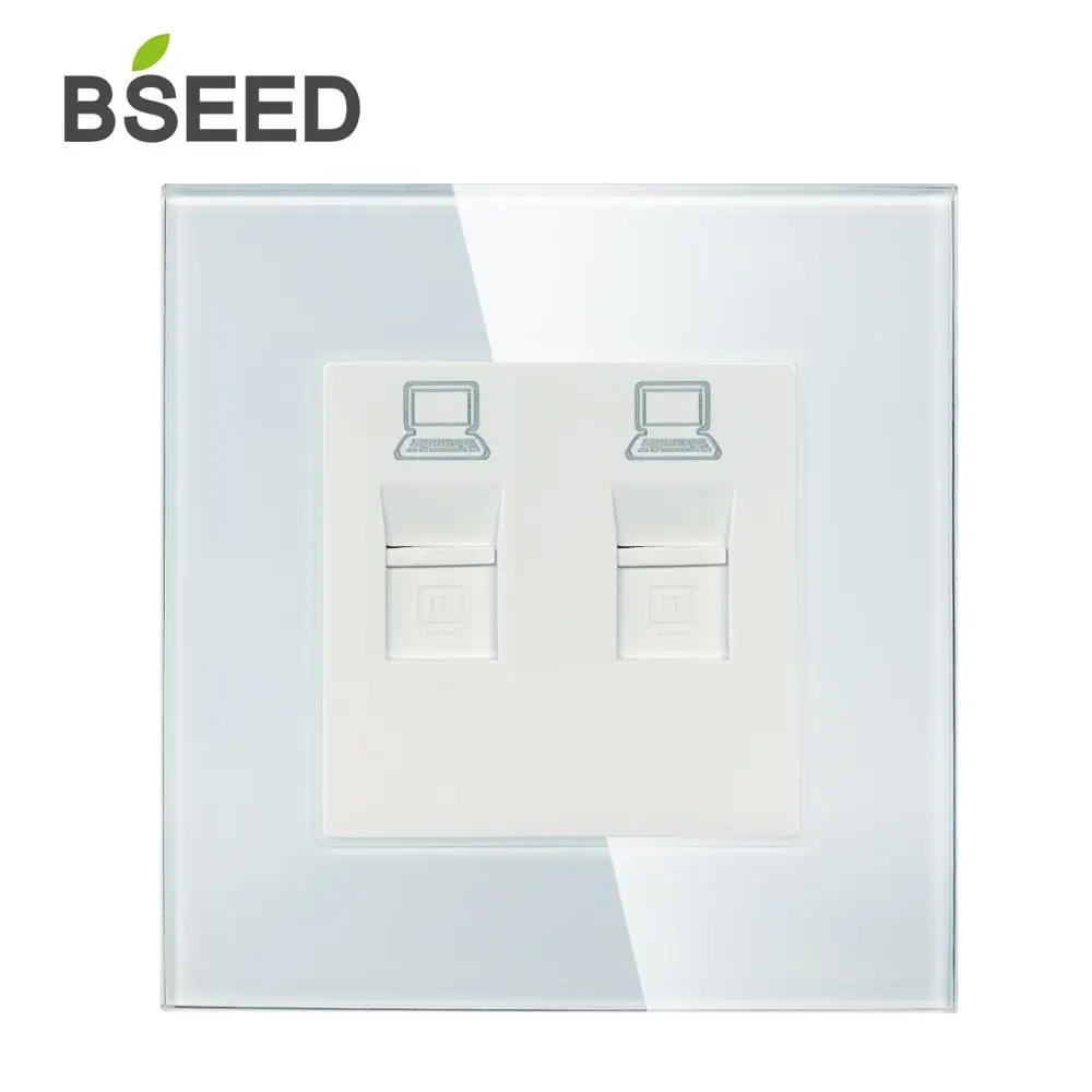 BSEED двойной ПК LAN настенная декоративная розетка двойной компьютерный разъем универсальная розетка Роскошная зеркальная белая панель