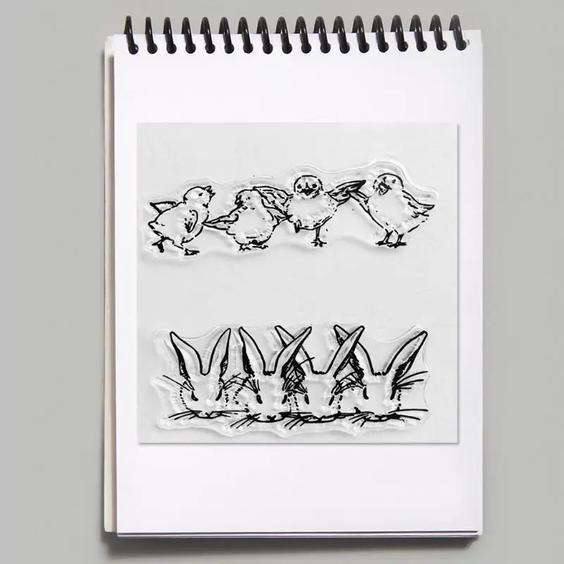 Пасхальный кролик цыпленок силиконовая прозрачная печать штамп сделай сам