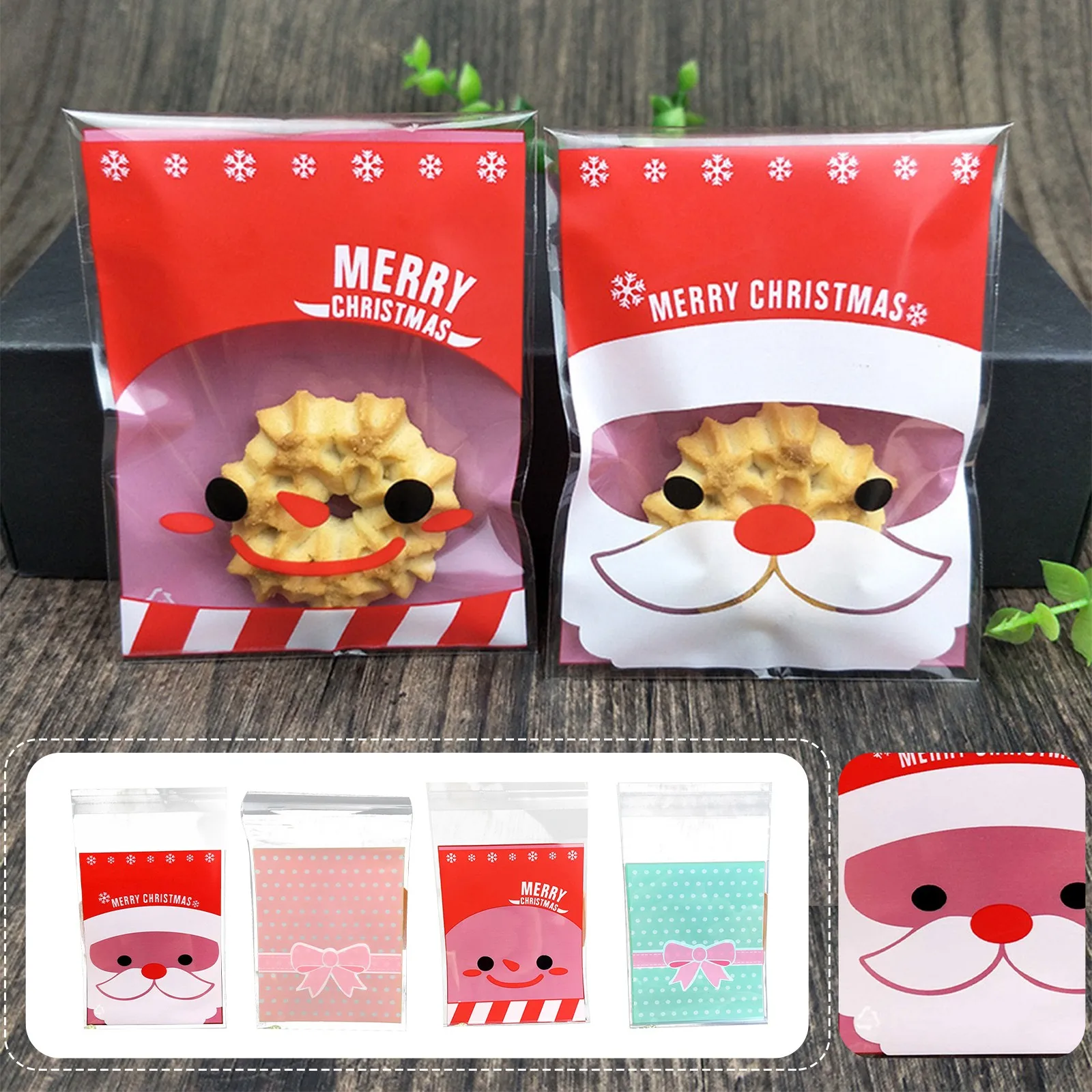 100 шт. милый Рождественский мешок для конфет с мультяшным изображением
