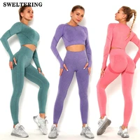 gym set seamless women yoga workout set fitness clothing push up leggings crop top bra sport wear suits running tracksuit 2 pcs