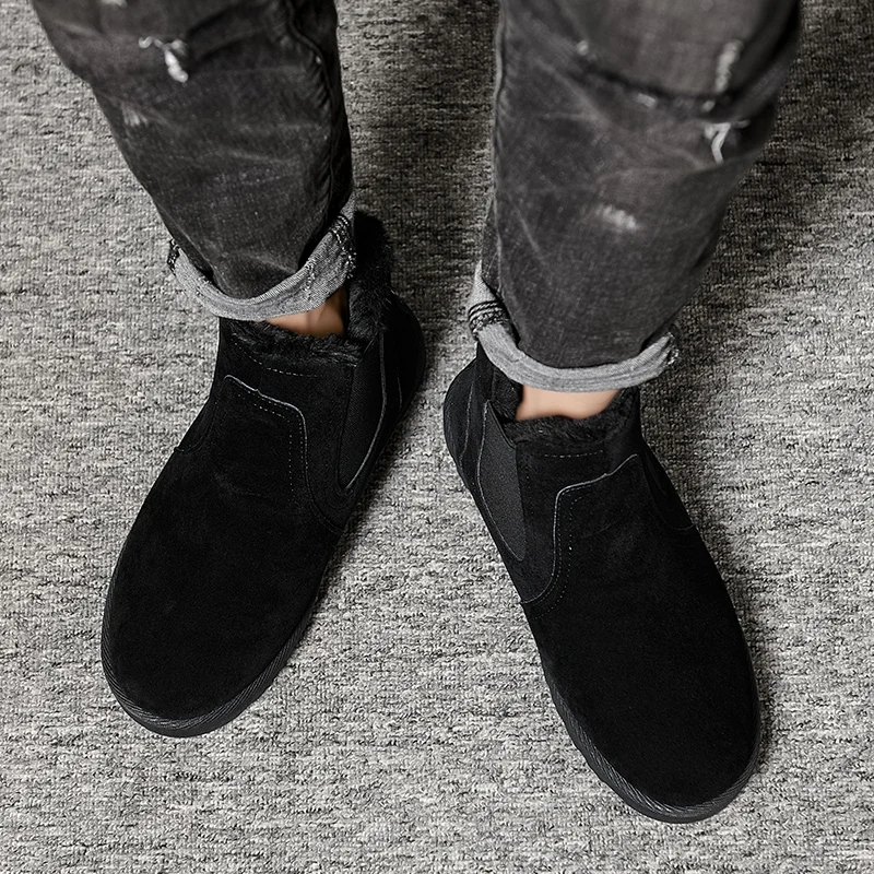 Men Skateboarding Shoes winter suede black gray Shoes Outdoor Sneakers Breathable Walking Flat Shoes Chaussure Homme