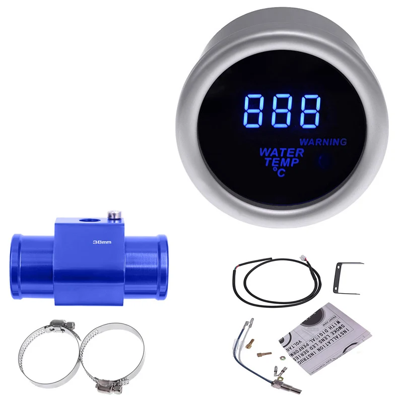 with 38mm Adapter 52 мм Автомобильный мотоцикл датчик температуры для Yamaha MT 07 NMAX BWM Kawasaki цифровой датчик температуры воды автомобильные аксессуары - Цвет: with 38mm Adapter