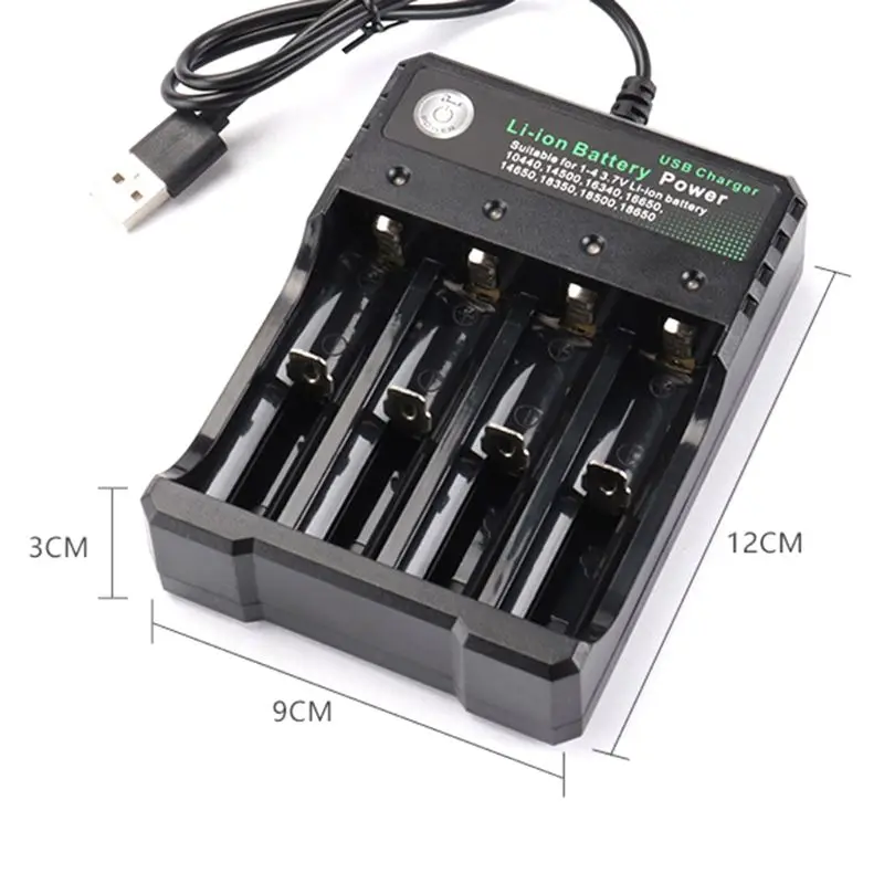 3 7 В 18650 4 слота зарядное устройство Портативный 18350 16340 14500 USB интерфейс