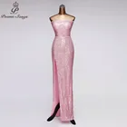 Женское вечернее платье до щиколотки, розовое платье без бретелек, платье для выпускного вечера