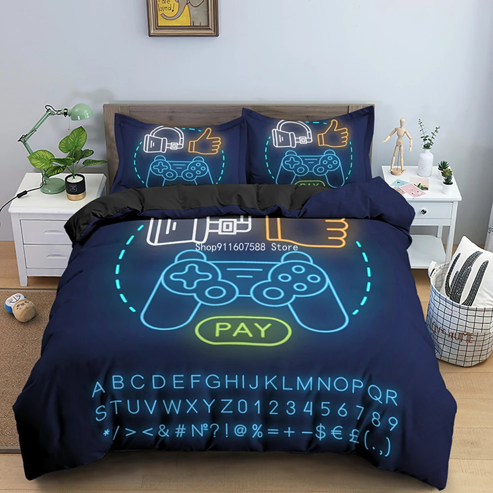 

Gamer Gamepad Kids Duvet Cover Set Boys Girls Color Bedding Sets Bed Fashion Game Quilt Comforter Covers 2/3 Pcs King Queen Size