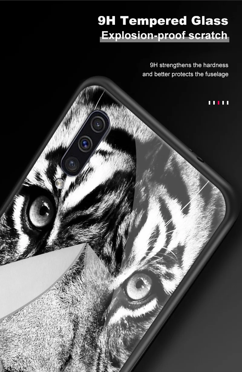 Закаленное Стекло чехол для samsung Galaxy A10 A20 A30 A40 A50 A70 A80 A6S A8S J4 плюс M10 M20 M30 S9 S10+ рисунок животных Чехлы