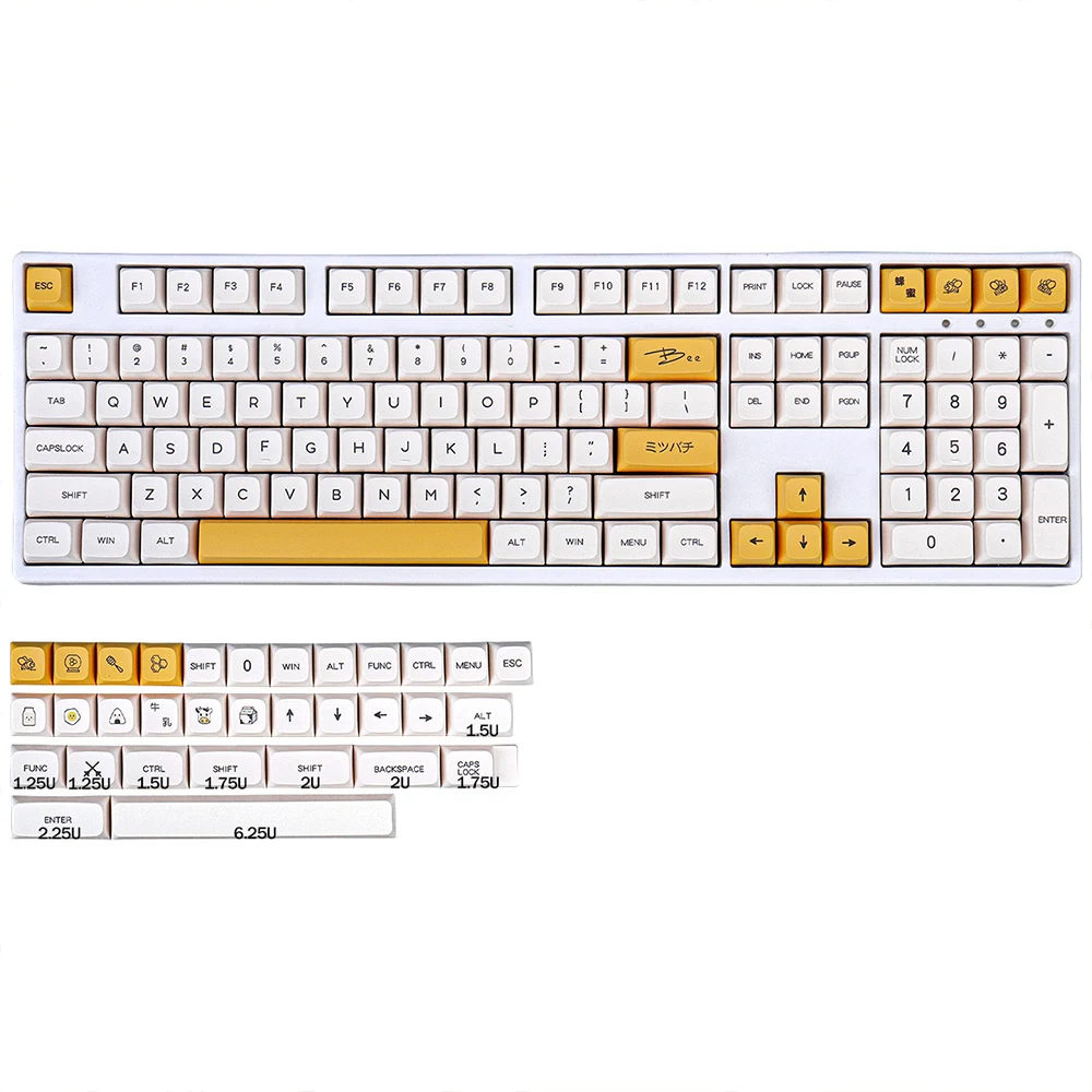 

137 Key PBT Keycap DYE-SUB XDA Profile Personalized Minimalist White Honey Milk English Japanese Keycap For Mechanical Keyboard