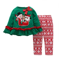 1 5y baby girls clothes set winter new toddler kids christmas outfits long sleeve tops and pants cute xmas children clothing