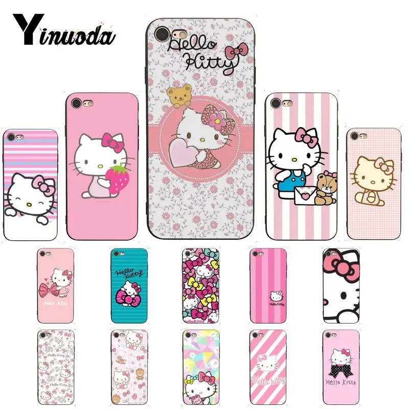 Yinuoda хит продаж Модный hello kitty черный чехол для телефона iPhone 11 pro XS MAX 8 7 6 6S Plus X 5 5S SE XR