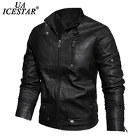 uaicestar men leather jacket thicken fleece motorcycle leather coat mens 2020 winter vintage outwear faux leather jackets men