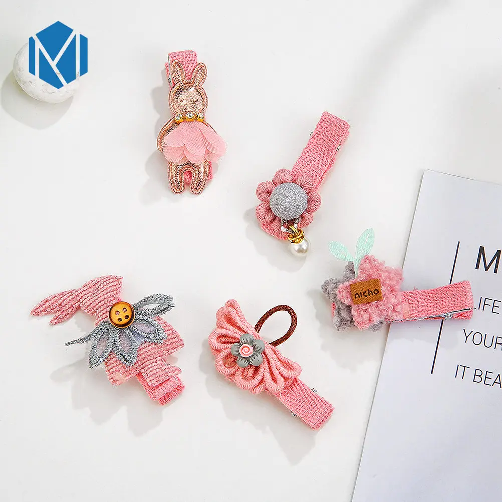 Sunflowers 5pcs/set Fashion Full Covered Children Hair Clips Girls Cartoon Bow Cotton Hairpins Crown Kids Barrettes Cute Hair Accessories - Цвет: Sunflowers