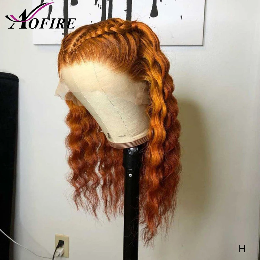 Омбре цветной имбирный оранжевый 13X6 парик фронта шнурка бразильский Remy медовый
