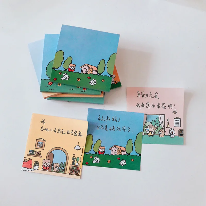 

50 Sheets/book Original Cute Little Girl Daily Cartoon Note Book Loose-leaf Planner Memo Kawaii Stationery School Supplies