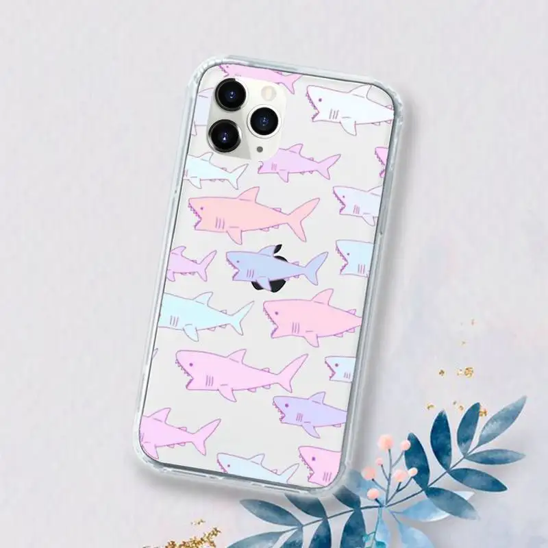 

shark cartoon Phone Case Transparent for iPhone 11 12 mini pro XS MAX 6 6S 8 7 Plus X 5S SE 2020 XR