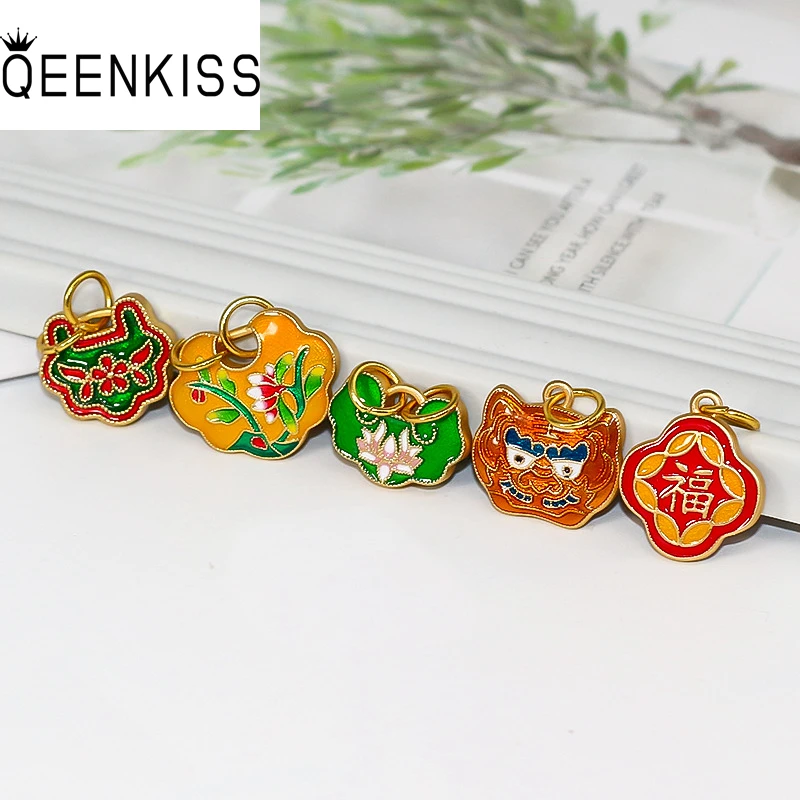 

QEENKISS AC9134 Fine DIY Jewelry Making Accessories Findings Fittings Bracelet Necklace Retro Flower Lion FU Lotus Pendant Charm