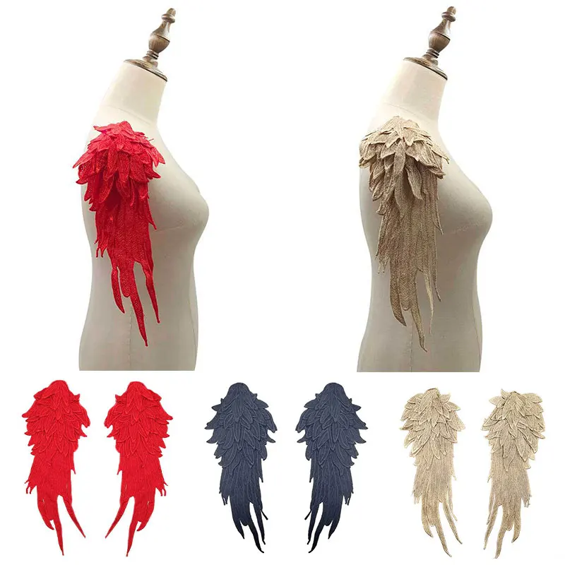 

Women Fabric Wing Shoulder Lace Accessories Applique Embroidery Hollow out Collar Sew On Patches For Wedding Decoration Dress
