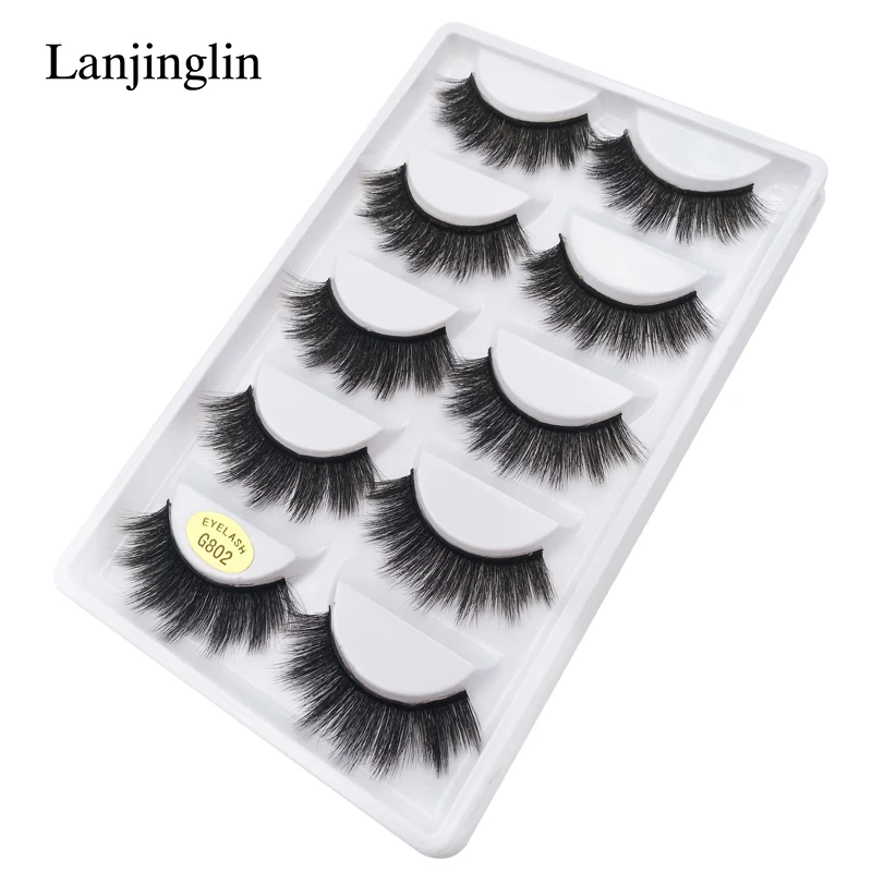 Норковые ресницы LANJINGLIN 10 коробок/партия натуральные длинные накладные 100% ручная