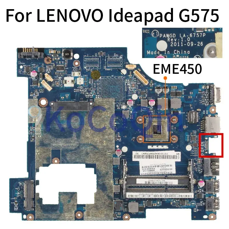 Для LENOVO Ideapad G575 EME450 Материнская плата ноутбука PAWGD LA-6757P 11013934 DDR3 ноутбук материнская плата Для LENOVO Ideapad G575 EME450 Материнская плата ноутбука PAWGD LA-6757P 11013934 DDR3 ноутбук материнская плата