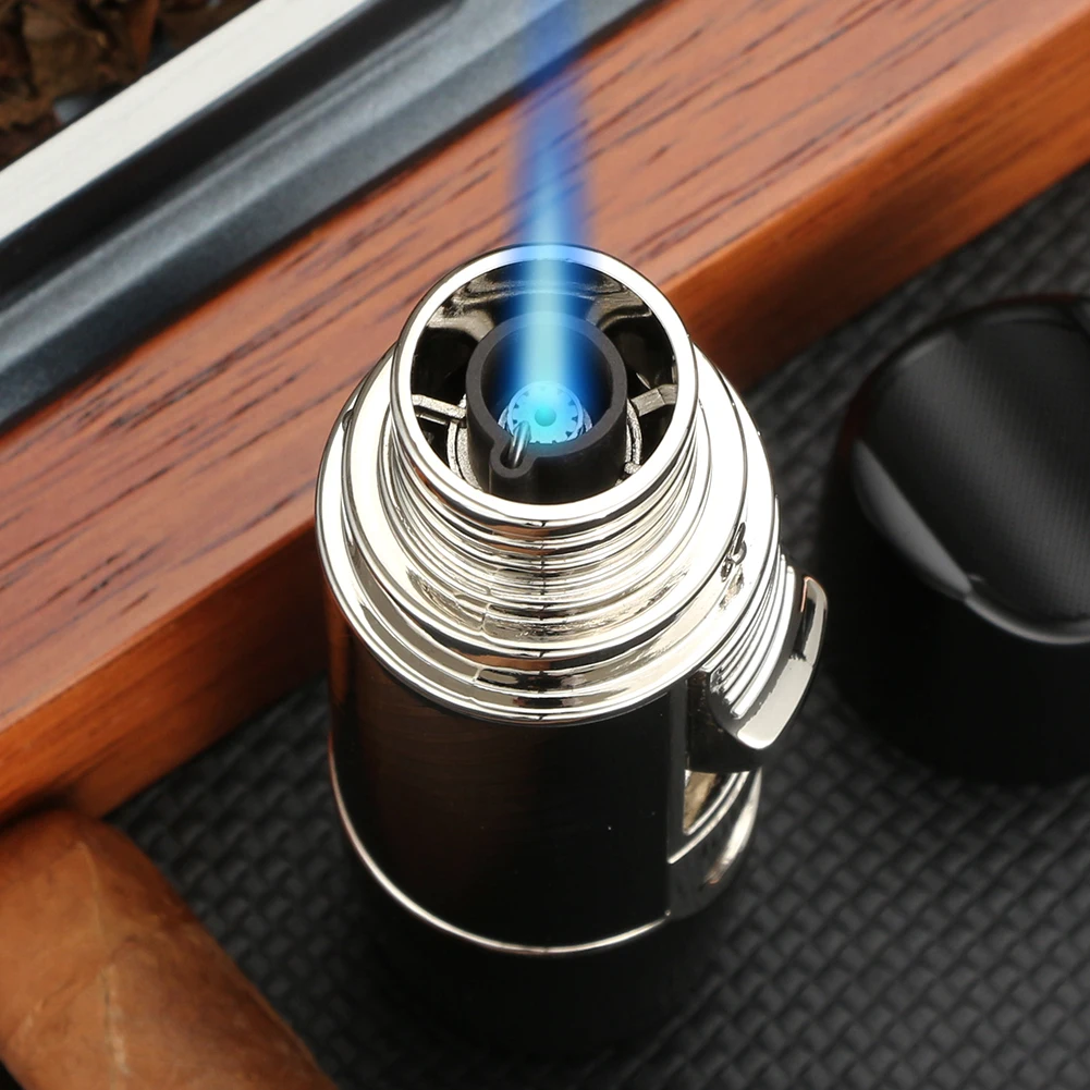 

LUBINSKI Cigarette Torch Lighters Smoking Butane Windproof 1 Jet Lighter Cigar Holder Tobacco Cigar Lighter Punch Cutter