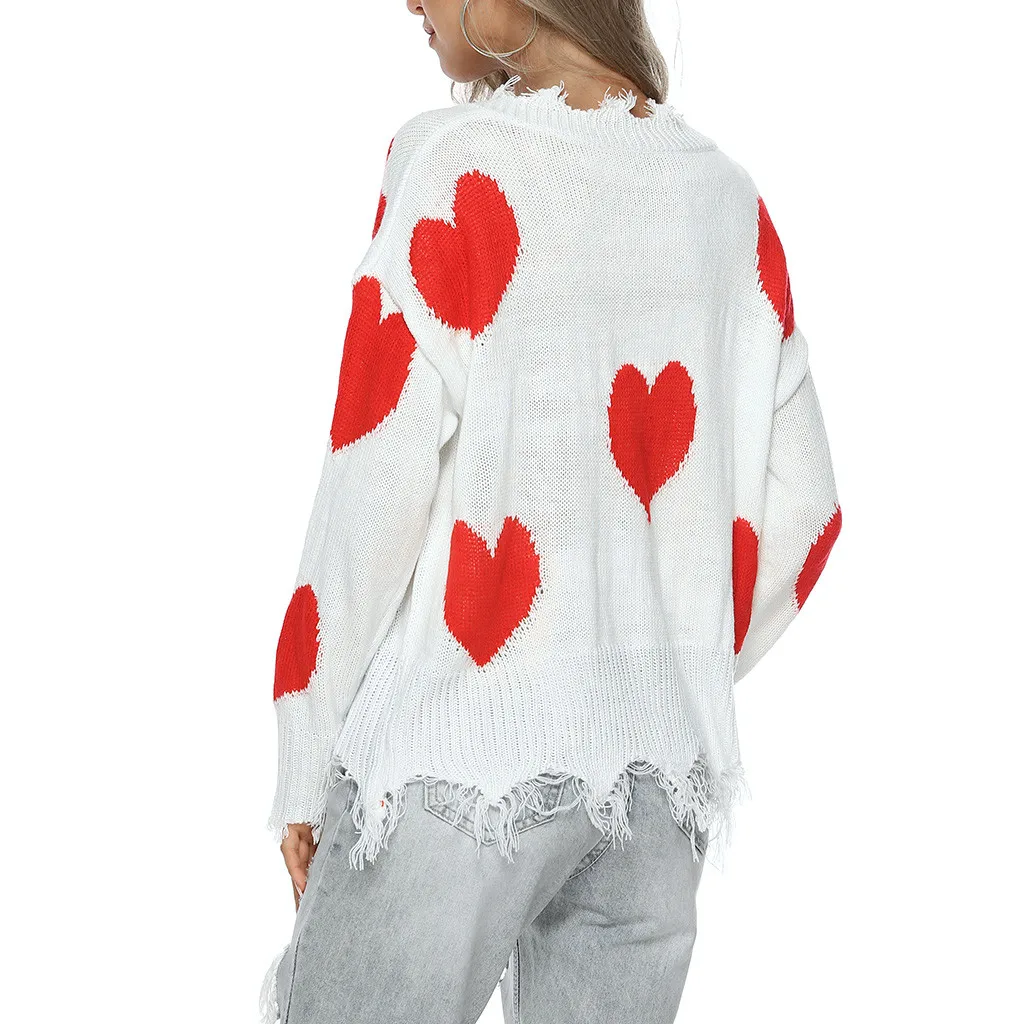 Женский свитер с v-образным вырезом Акриловые пуловеры кисточками и принтом
