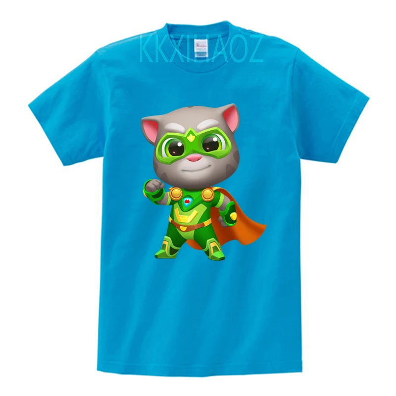 

Talking Tom Cat Print Cotton Kids Clothing Baby Tops T Shirts Children Short Sleeve Costume Boys Girls Cartoon Tees Wholesale