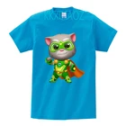 Детская одежда из хлопка с принтом говорящего Тома и кота топы для малышей, футболки детский костюм с короткими рукавами футболки с рисунками для мальчиков и девочек, оптовая продажа