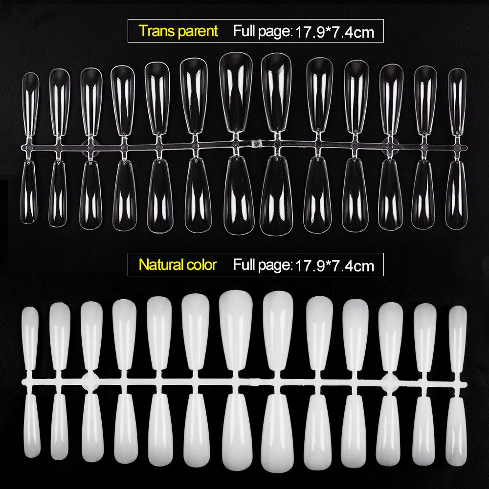 

260Pcs Seamless Ballerina False Nail Tips Ultrathin Coffin Shape Clear Natural Full Cover Long Acrylic Fake Nails
