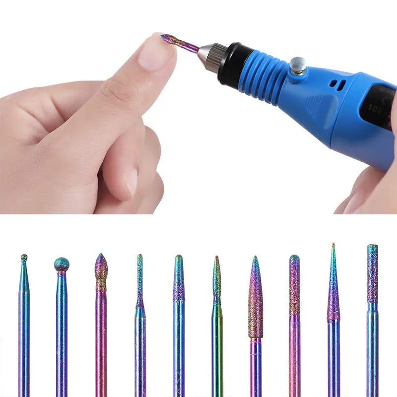 

Nail Art Color Grinding Drill Bits Electric Nail Machine Diamond Bullet Bit 10pc Tungsten Steel Alloy Symphony Grinding Head Set