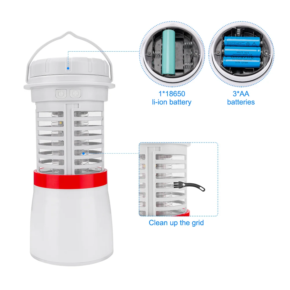 Многофункциональный 3 в 1 светодиодный инсектицидная лампа зарядка через USB 18650