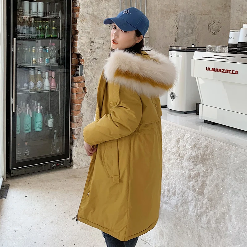 

Lace-up Down New Winter Slim Coats Women Cotton Wadded Hooded Jacket medium-long Casual Parka Plus Size 3XL Snow Outwear