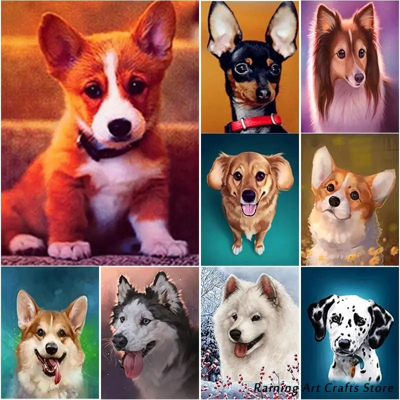 

5D Diy Diamond Painting Dog Embroidery Full Round Square Drill Cross Stitch Kits Animal Mosaic Pictures Handmade Home Decoration