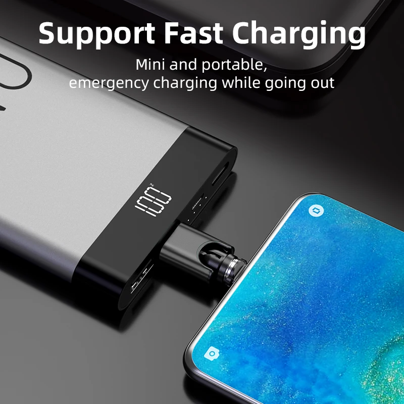 AUFU Magnetic Charger Quick Charge Data Transfer Mobile Phone Charging Micro Type C Usb Charger for iPhone Devices 540 Rotate