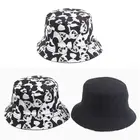 Унисекс летняя хлопковая Панама, черно-белая панда с принтом животных, двухсторонняя уличная Солнцезащитная шляпа в стиле хип-хоп, Панама, рыбак
