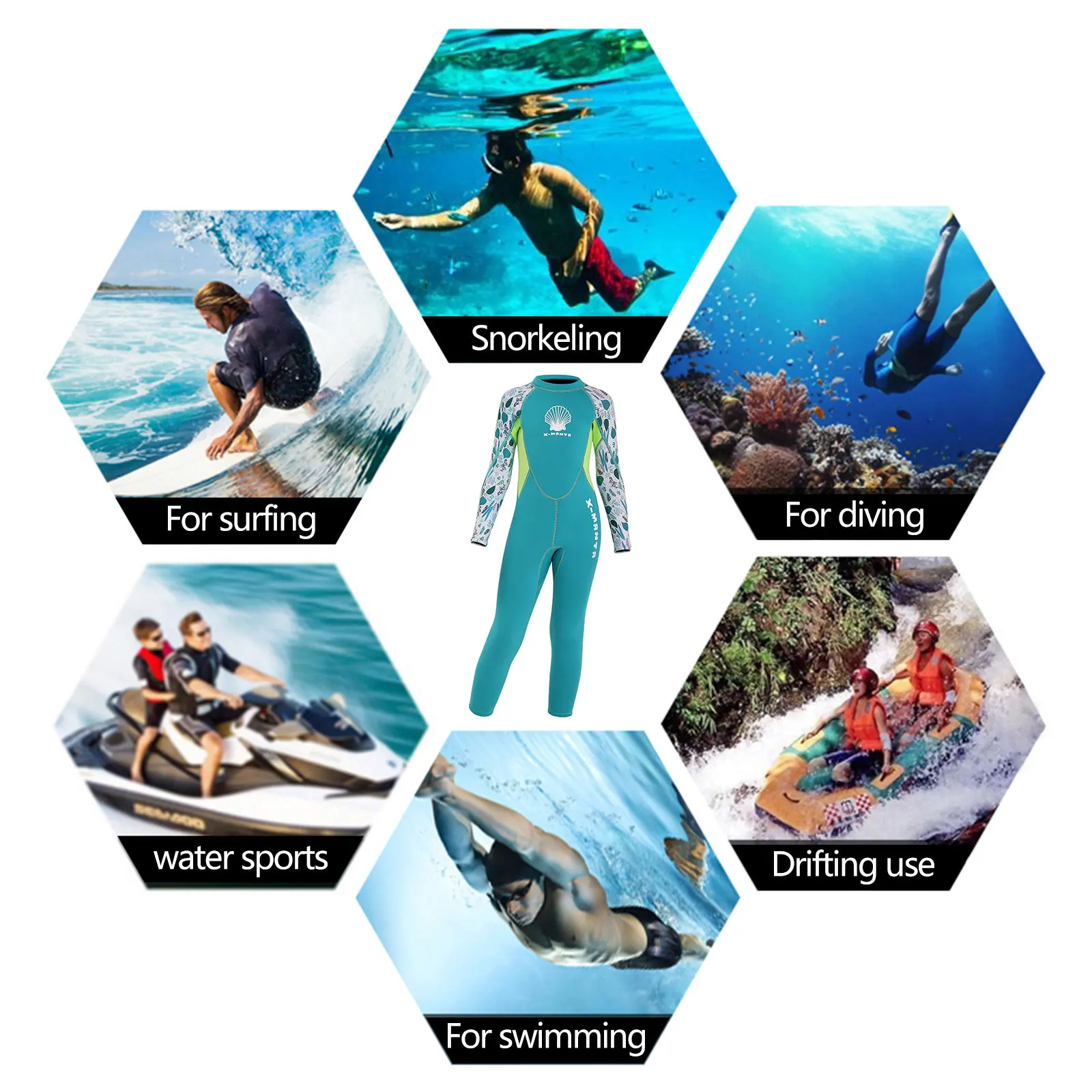 Детский цельный купальник для девочек Цельный с длинным рукавом и защитой от