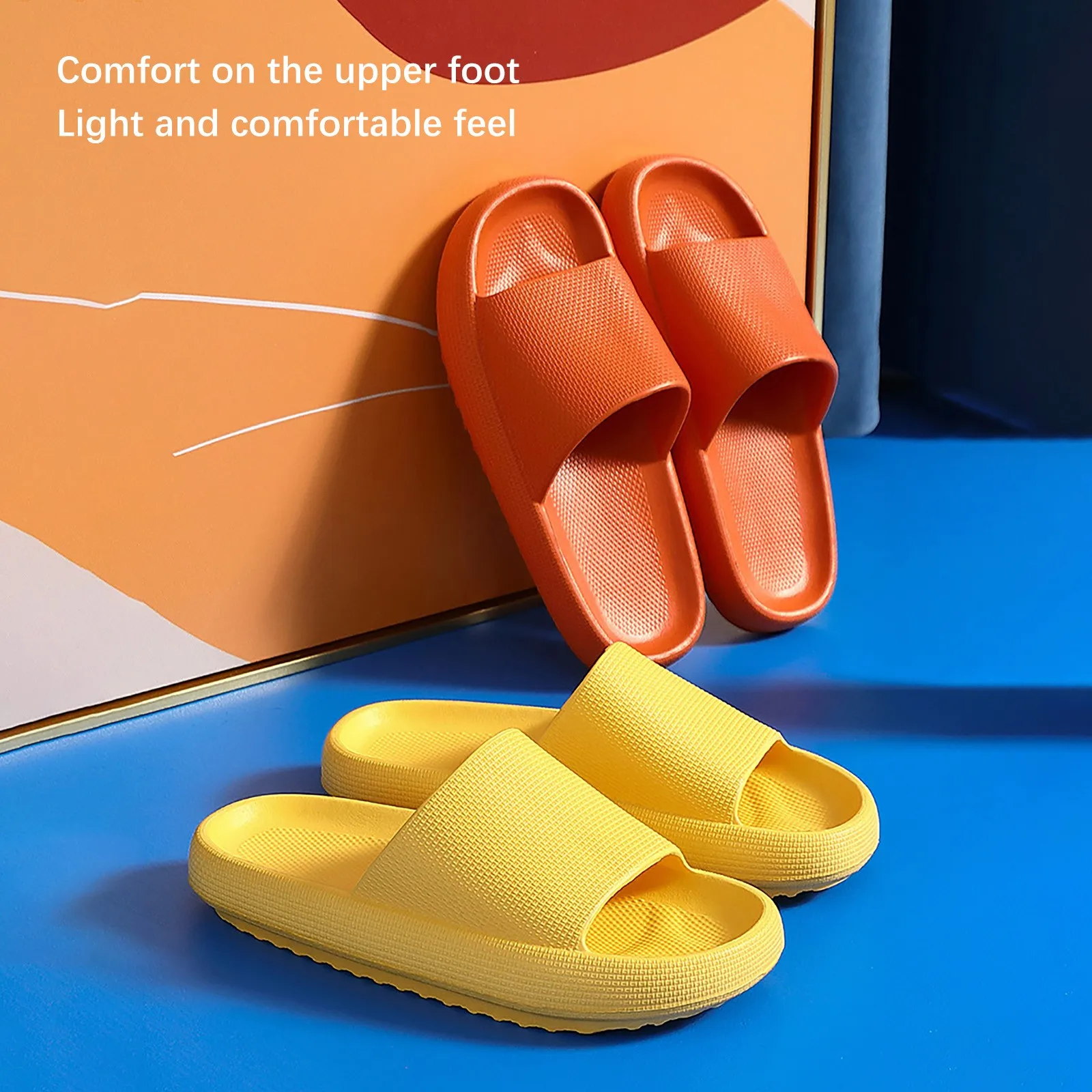 

Super Soft Slippers Home Solid Color Thick-soled Slippers Non-slip Sandals And Slippers For Men And Women Outdoor Bath Slippers