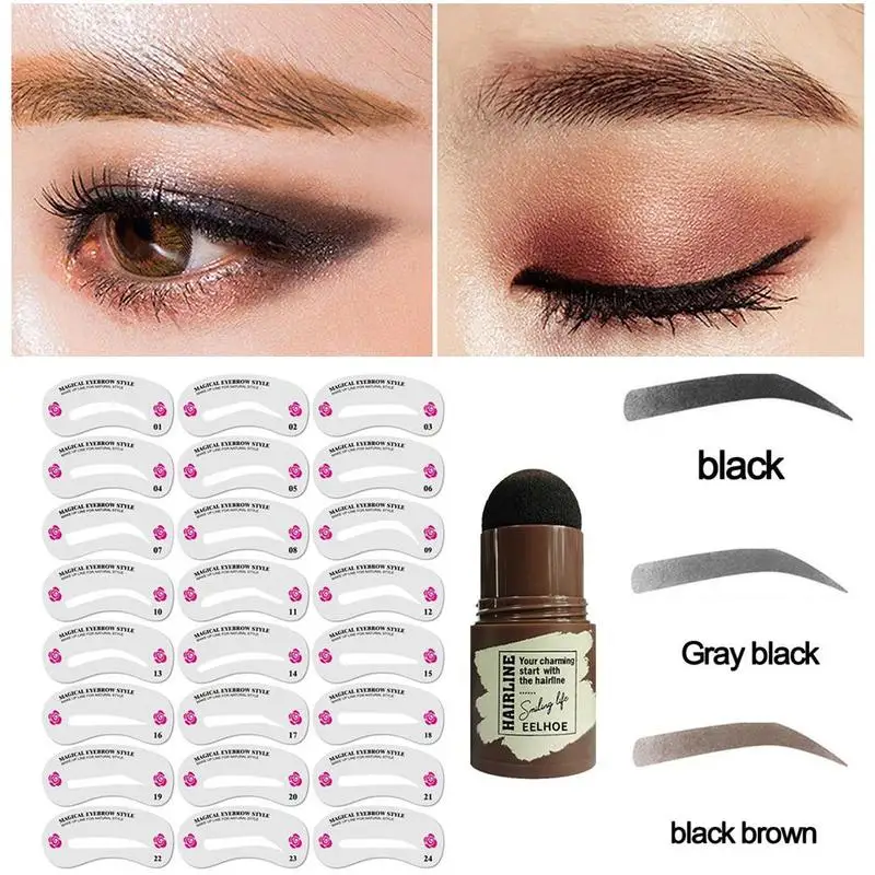 

One Step Eyebrow Stamp Shaping Kit Professional Eye Brow Gel Stamp Makeup Kit Reusable Eyebrow Stencils Eyebrow Brushes