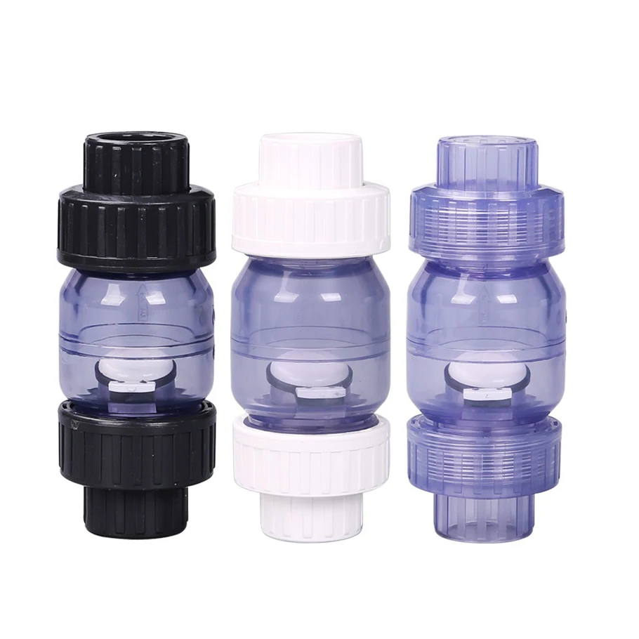 V&aacute;lvula de retenci&oacute;n transparente, conector de agua para jard&iacute;n, irrigaci&oacute;n, acuario, PVC, unidireccional, sin retorno, 25mm, 32mm-0