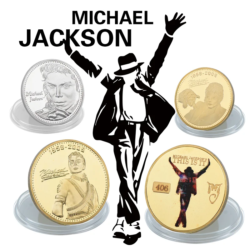 WR супер звезда Майкл Джексон Юбилейные монеты золотистого и серебристого цветов